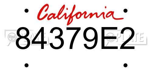 84379E2 California License Plate