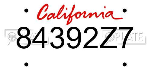 84392Z7 California License Plate