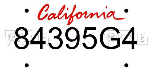 84395G4 California License Plate