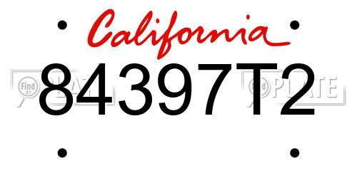 84397T2 California License Plate