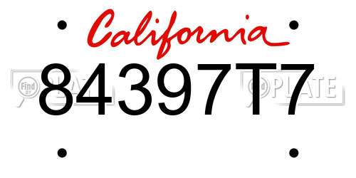 84397T7 California License Plate