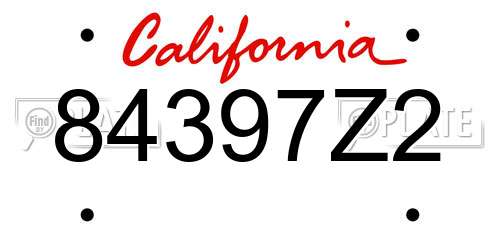 84397Z2 California License Plate