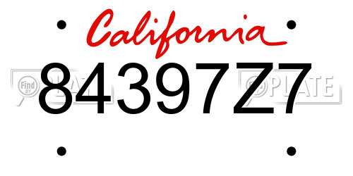 84397Z7 California License Plate