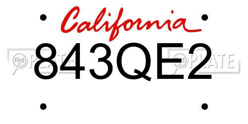 843QE2 California License Plate