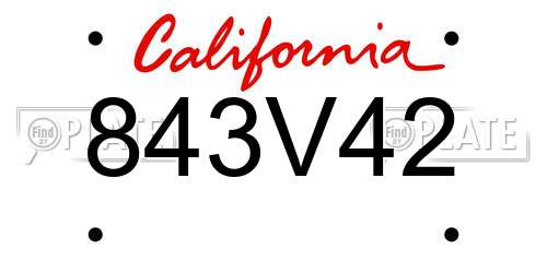843V42 California License Plate