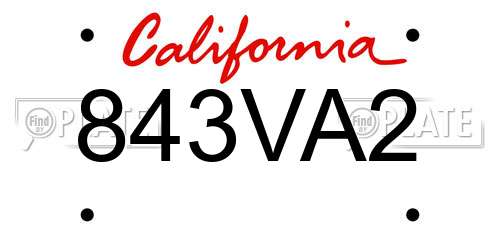 843VA2 California License Plate