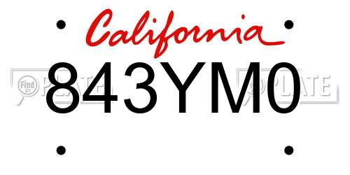 843YM0 California License Plate