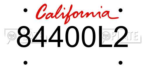 84400L2 California License Plate