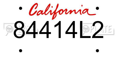 84414L2 California License Plate