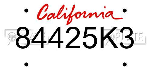84425K3 California License Plate