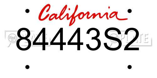 84443S2 California License Plate