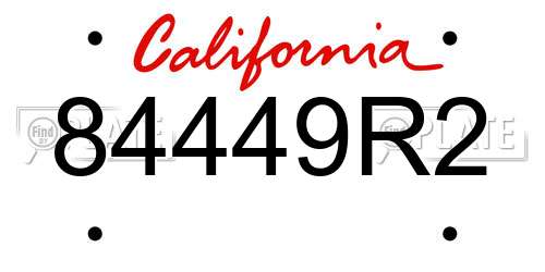84449R2 California License Plate