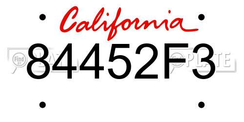 84452F3 California License Plate