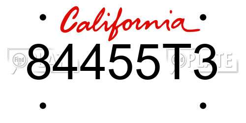 84455T3 California License Plate