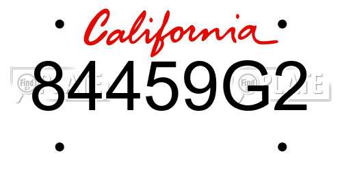 84459G2 California License Plate