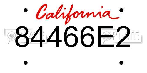 84466E2 California License Plate