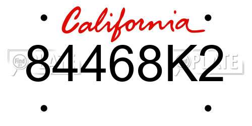 84468K2 California License Plate