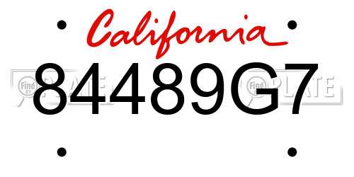 84489G7 California License Plate