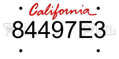 84497E3 California License Plate