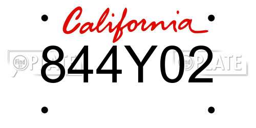 844Y02 California License Plate