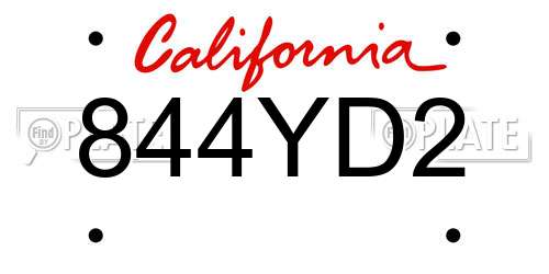 844YD2 California License Plate