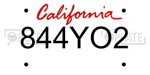 844YO2 California License Plate