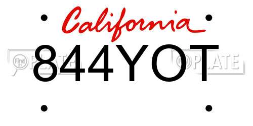 844YOT California License Plate