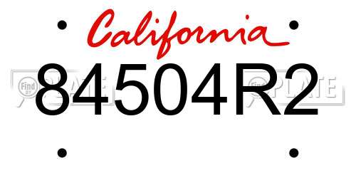 84504R2 California License Plate