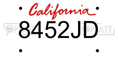 8452JD California License Plate