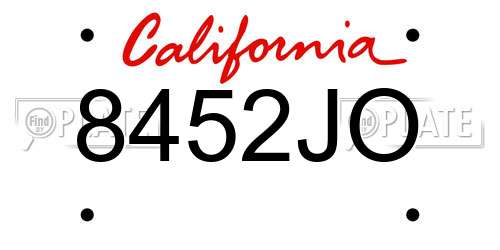 8452JO California License Plate