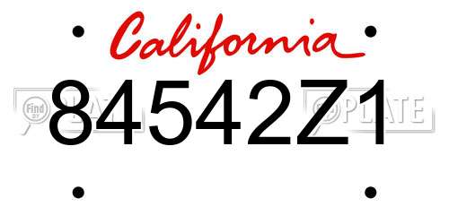 84542Z1 California License Plate