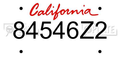 84546Z2 California License Plate