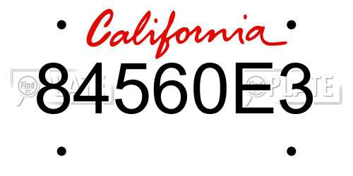 84560E3 California License Plate