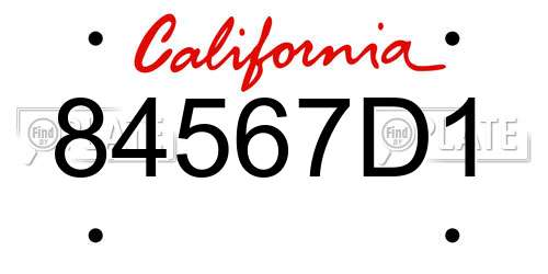 84567D1 California License Plate