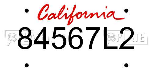 84567L2 California License Plate