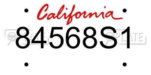 84568S1 California License Plate