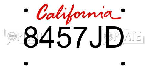 8457JD California License Plate