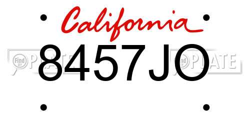 8457JO California License Plate