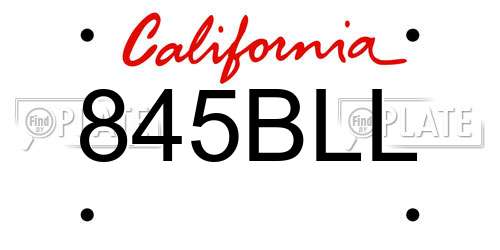 845BLL California License Plate