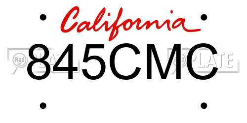 845CMC California License Plate