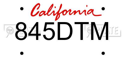 845DTM California License Plate