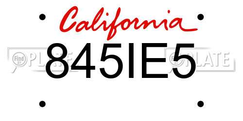 845IE5 California License Plate
