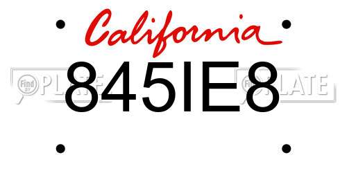 845IE8 California License Plate