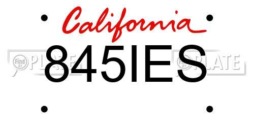 845IES California License Plate