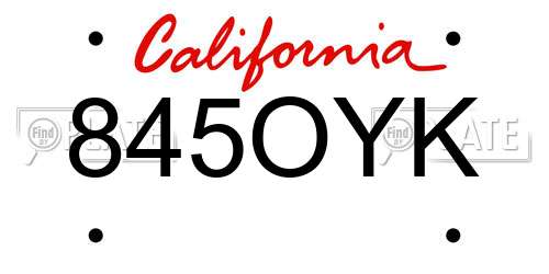 845OYK California License Plate