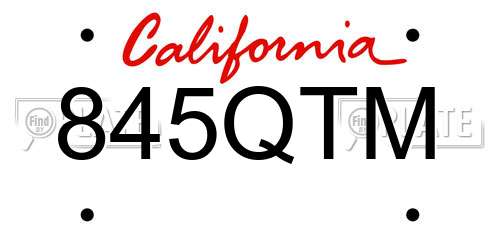 845QTM California License Plate