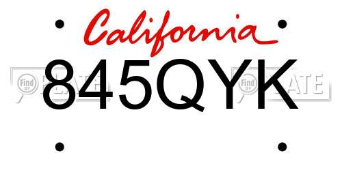845QYK California License Plate