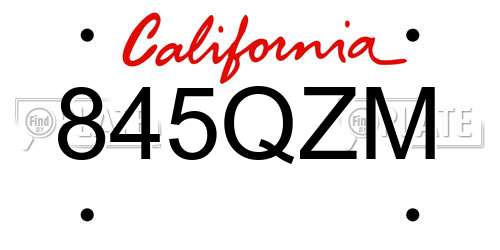 845QZM California License Plate