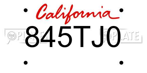 845TJ0 California License Plate
