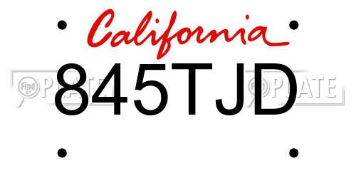 845TJD California License Plate